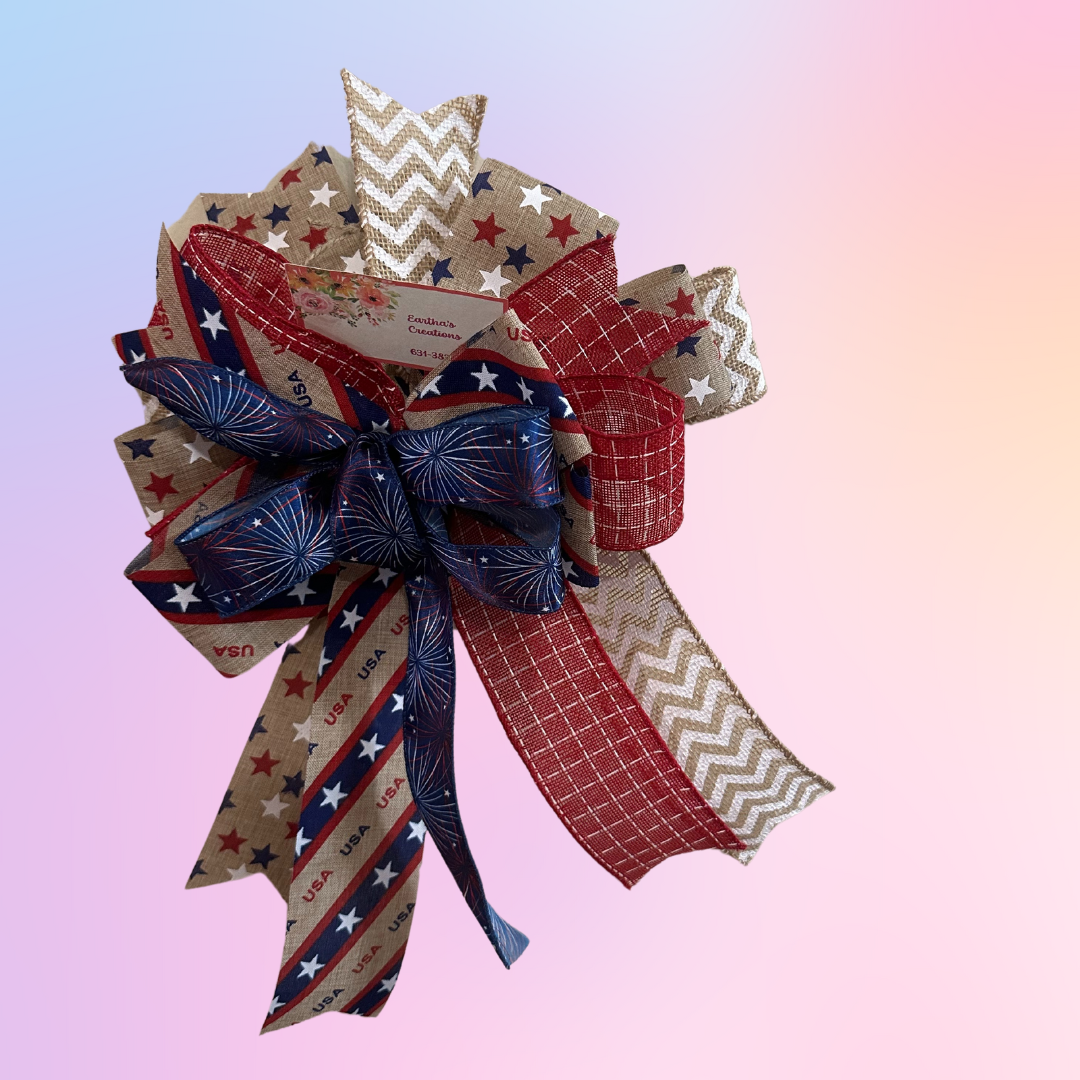 Red, White and Blue 4th of July Bow